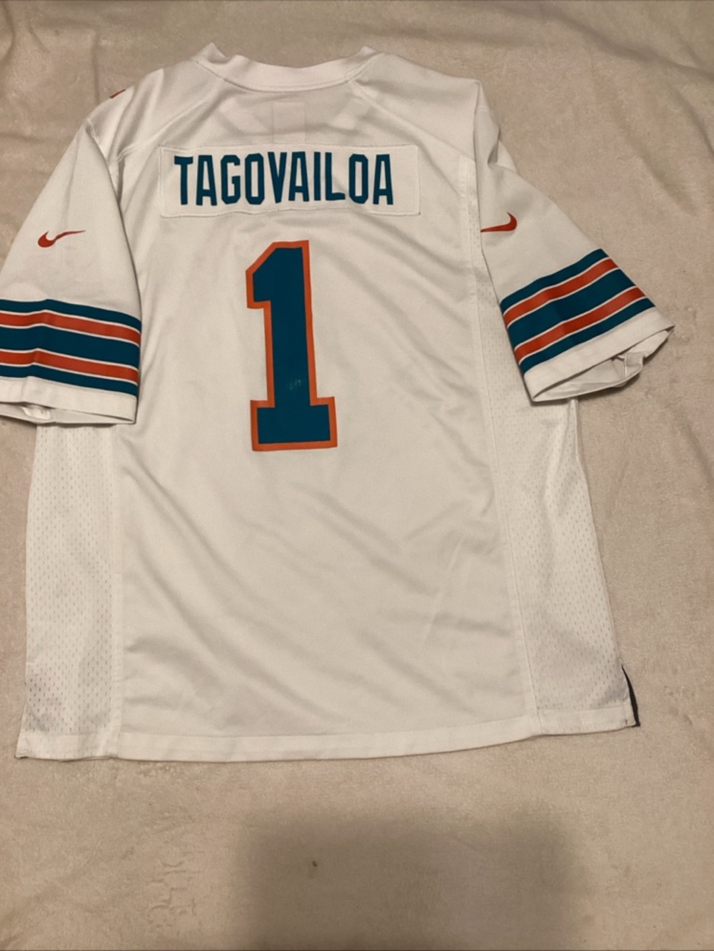 Nike White Jersey with Teal and Orange Accents